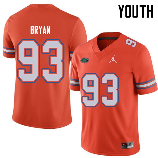 NCAA Florida Gators Taven Bryan Youth #93 Jordan Brand Orange Stitched Authentic College Football Jersey MJS7364MM